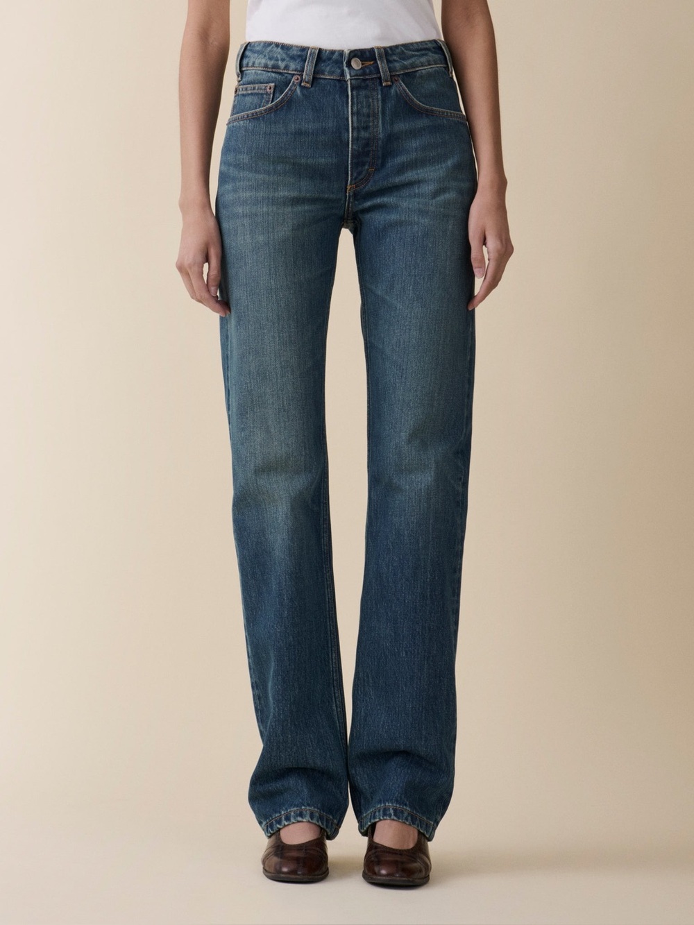 Jeanerica Sisili Tinta Verde Straight Leg Cuffed Jeans 24/32 Medium Wash Button